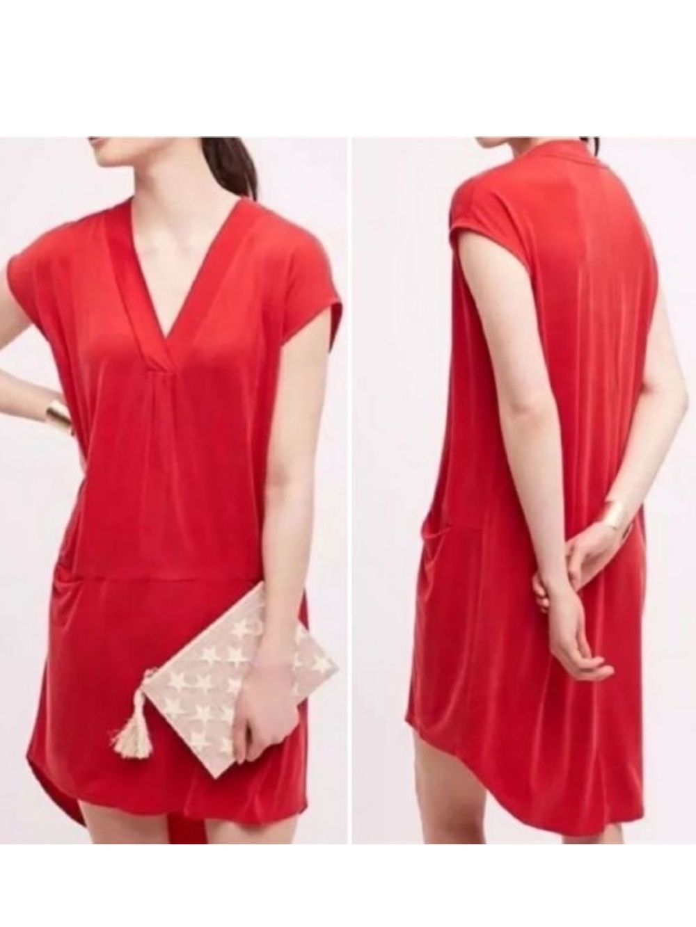 Dolan Left Coast Collection Red V-Neck Cap Sleeve Mini Dress